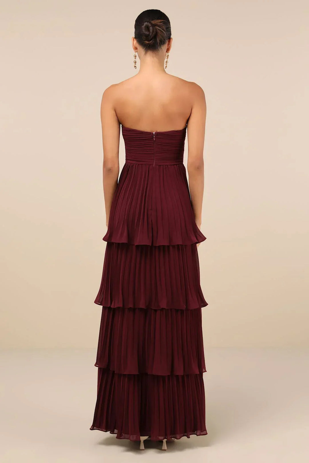 Emma/ Plum Purple Layered Strapless Maxi Dress