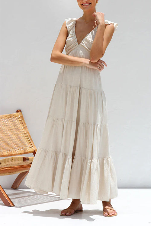 Ella™ V-Neck Ruffle Maxi Dress