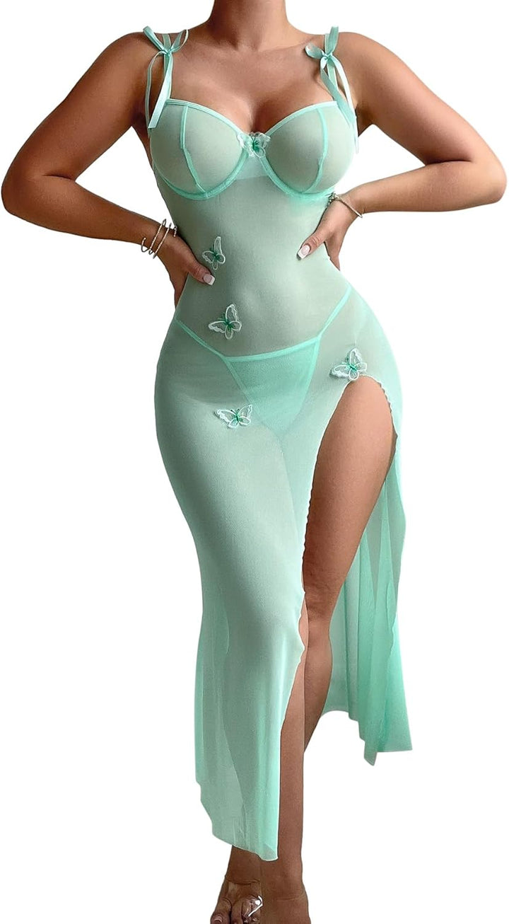 Camille's Enchantress Split Maxi Lingerie Set