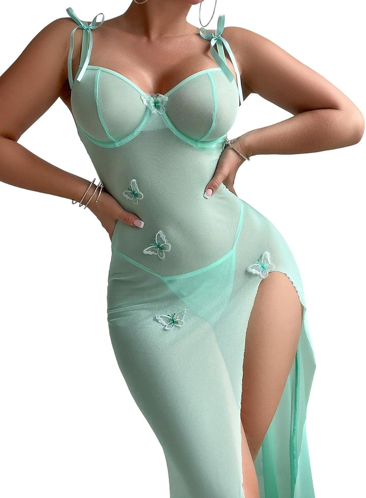 Camille's Enchantress Split Maxi Lingerie Set
