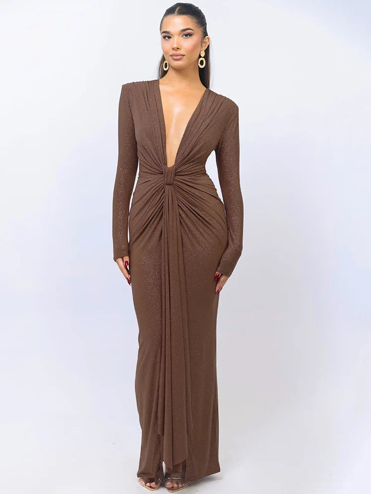 Sophia/ Glitter V-Neck Maxi Dress