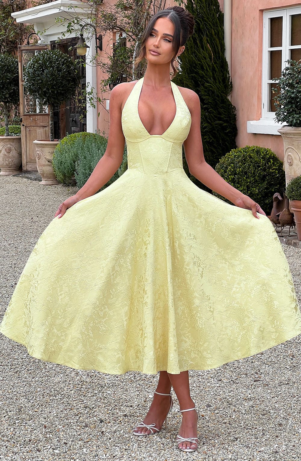 Esmeralda | Halter Sleeveless Midi Dress