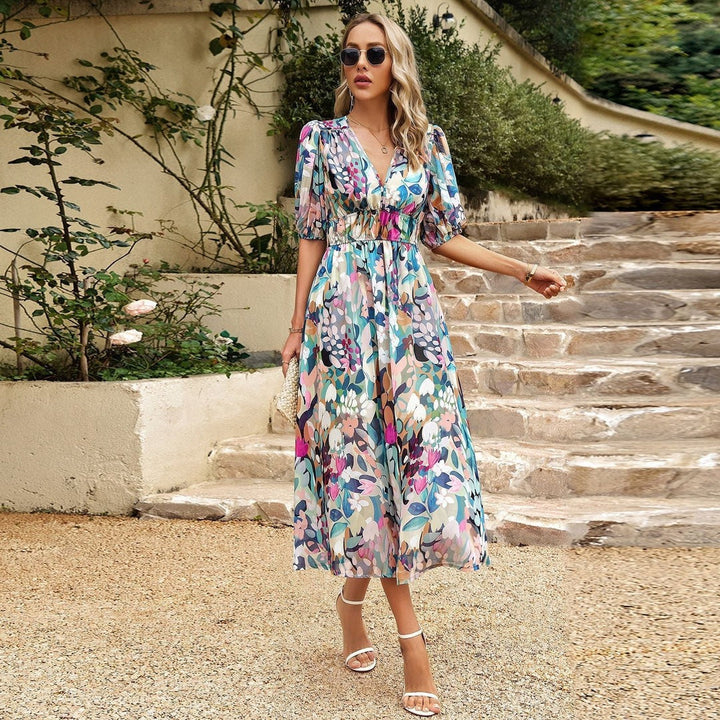Gabriella | V-Neck Printed Dress